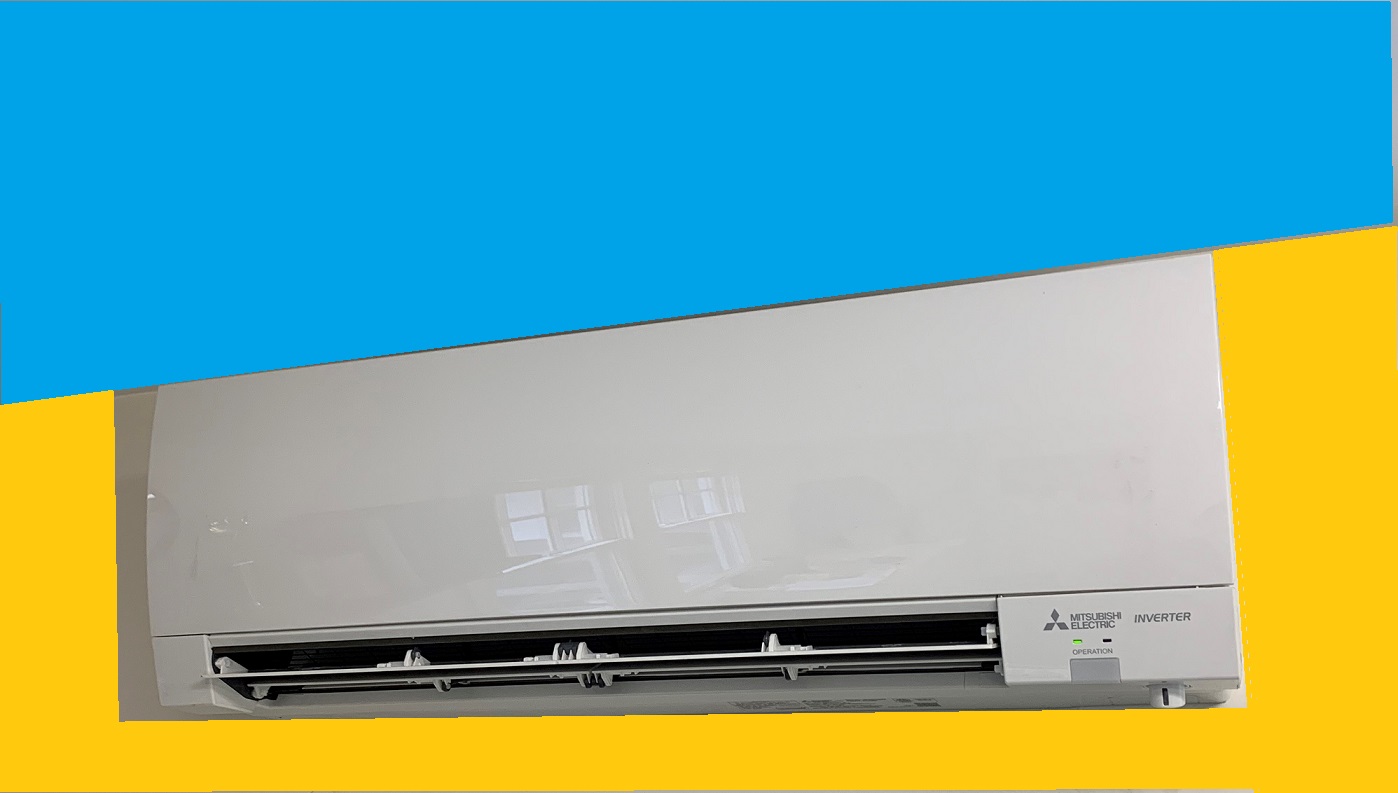 heat pump with colors of the Ukranian glag